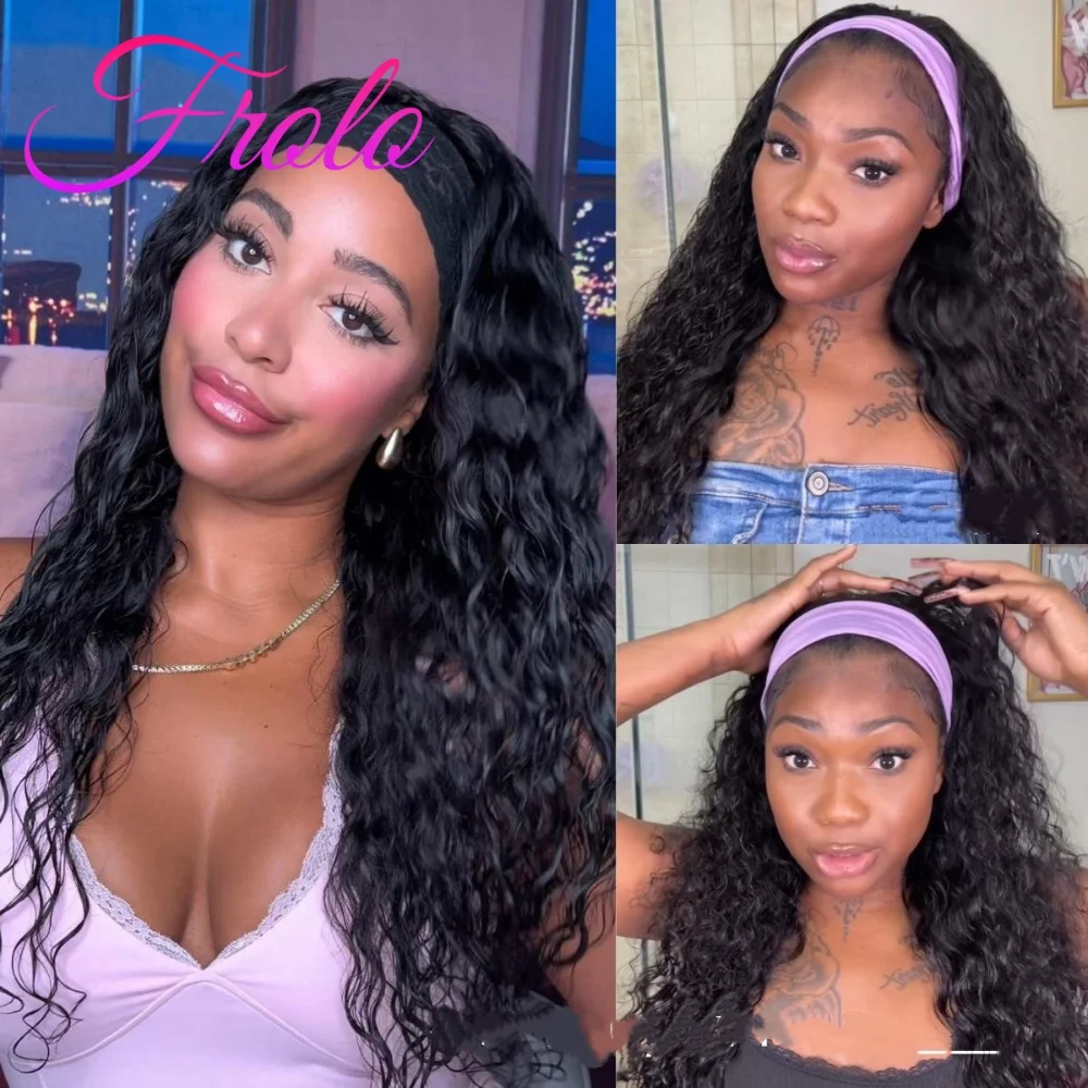 

250 Density Jerry Curly Headband Human Hair Wig Brazilian Virgin Hair Perfect Natural Afro Look No Lace Needed For Black Women