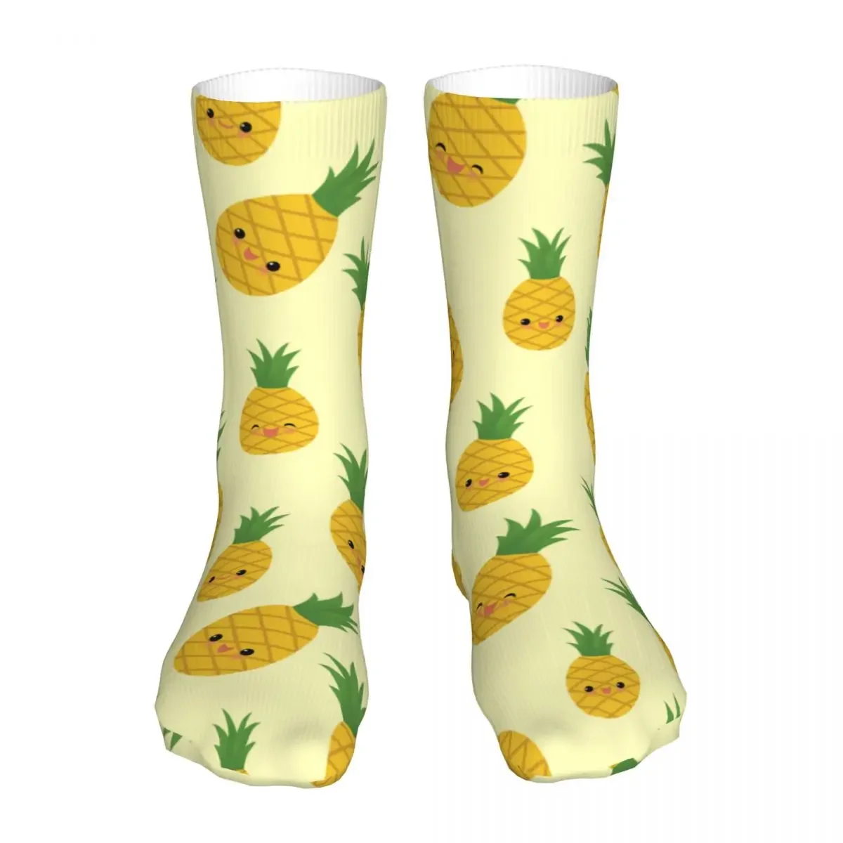 Happy Smiling Pineapples Women Socks 2022 Men Sport Socks