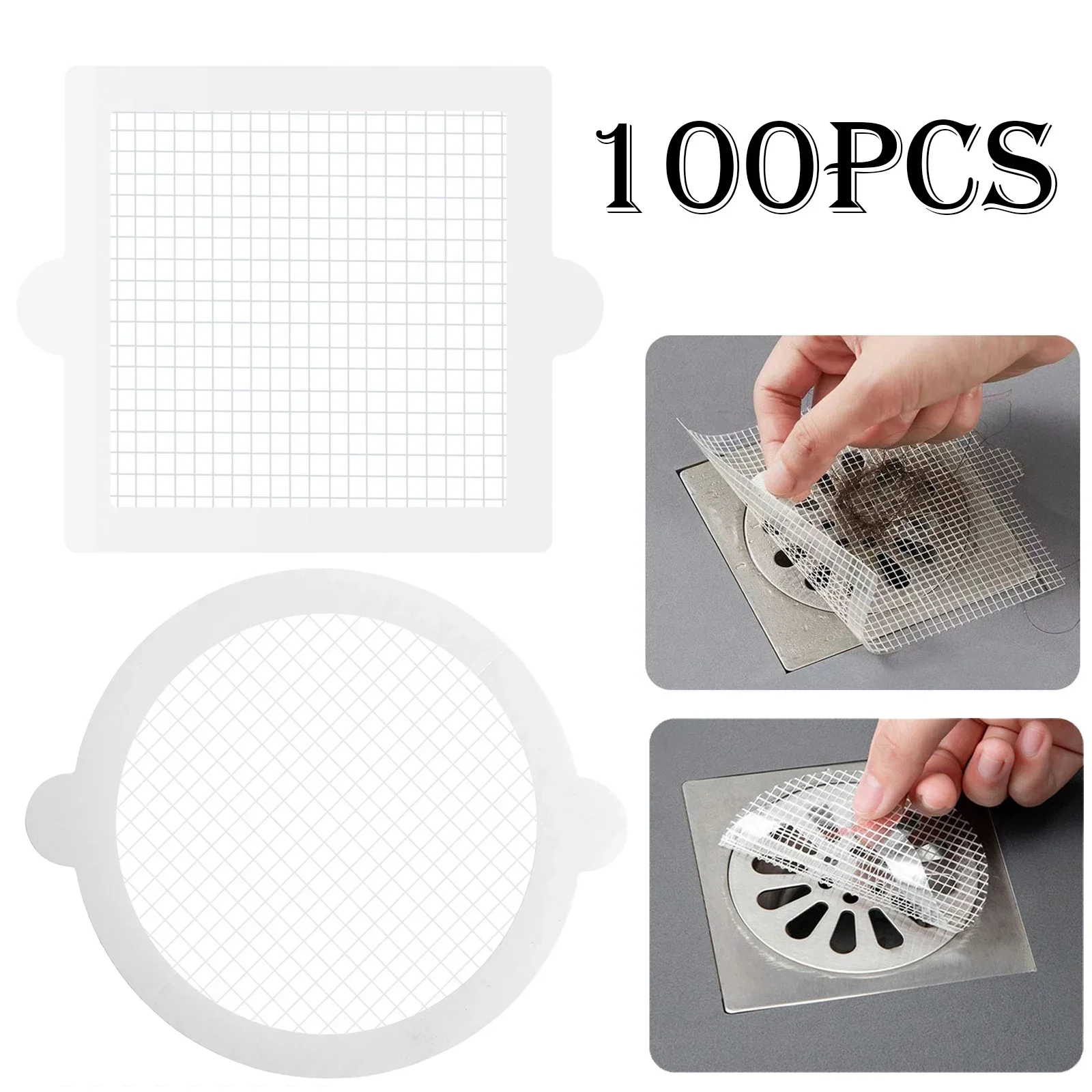 100PCS/Set Shower Drain Hair Catcher Mesh Stickers for Bathroom Bathtub Kitchen Sink Human and Pet Hair Cleaner New