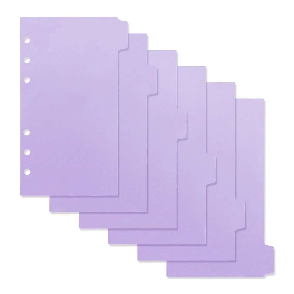 

6 Pcs Notebook Refill A4 Size Purple PP Material 8 Pages Per Sheet Binder Dividers Tabs Index Plastic Organizers