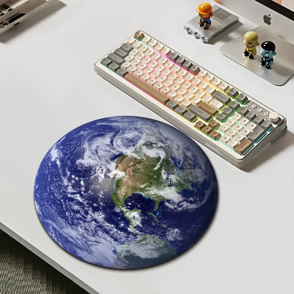 

HYBXAXC Earth Space Round Mouse Pad Non Slip Rubber Desk Mat Waterproof Gaming Keyboard Pad for Office Home