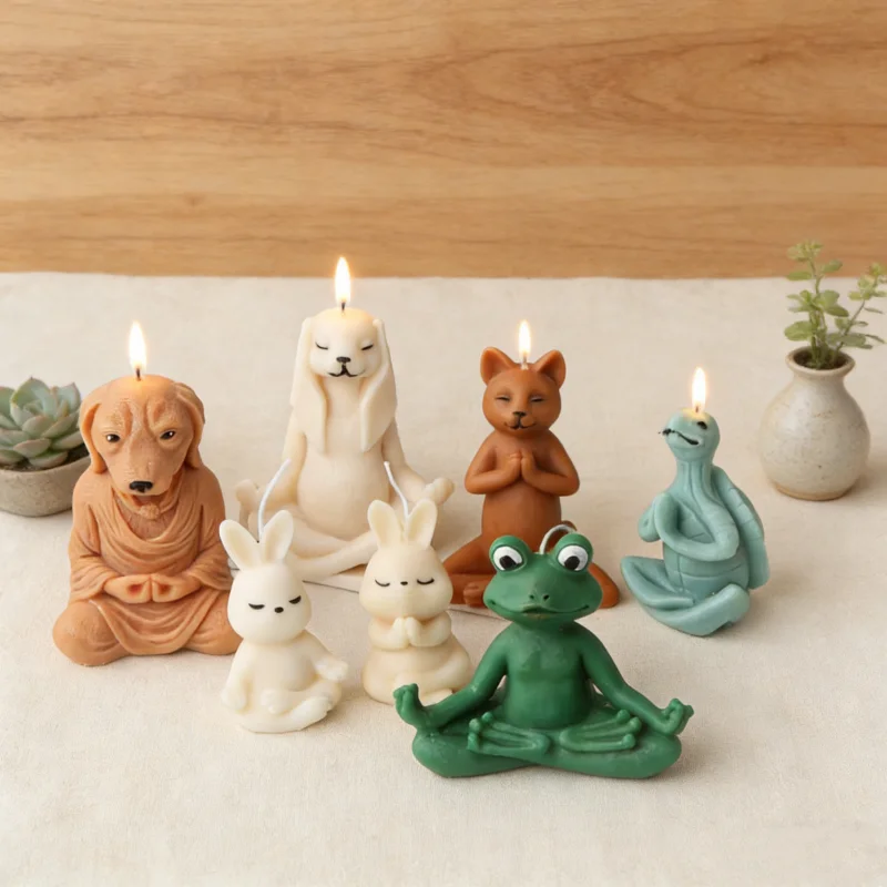 Nette Yoga Tier Silikon Form DIY Beten Kaninchen/Hund/Mops/Frosch Formen Kerze Werkzeug Haustier Harz Aroma, der Form Yoga Liebhaber Geschenke