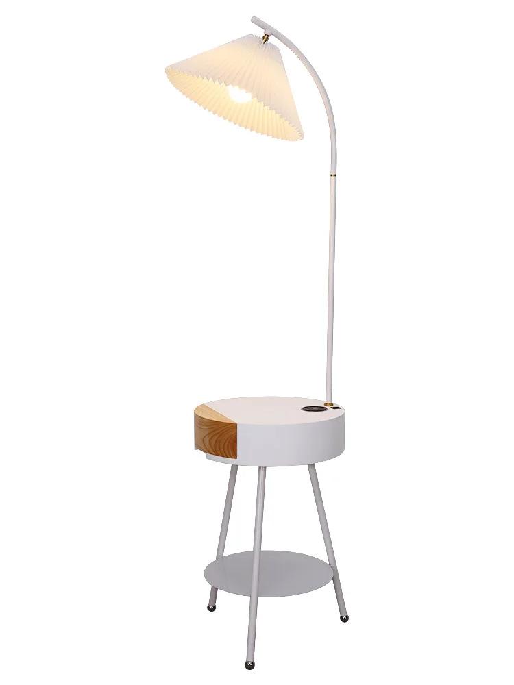 

Nordic, coffee table, floor lamp, bedside table, with rack, integrated, wireless, charging.