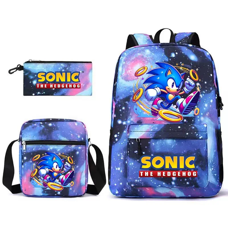 

3PCS New Cartoon Backpack SONICS Shoulder Bag Pencil Case Primary and Middle School Student Child Knapsack Boy Girl Kid Mochila