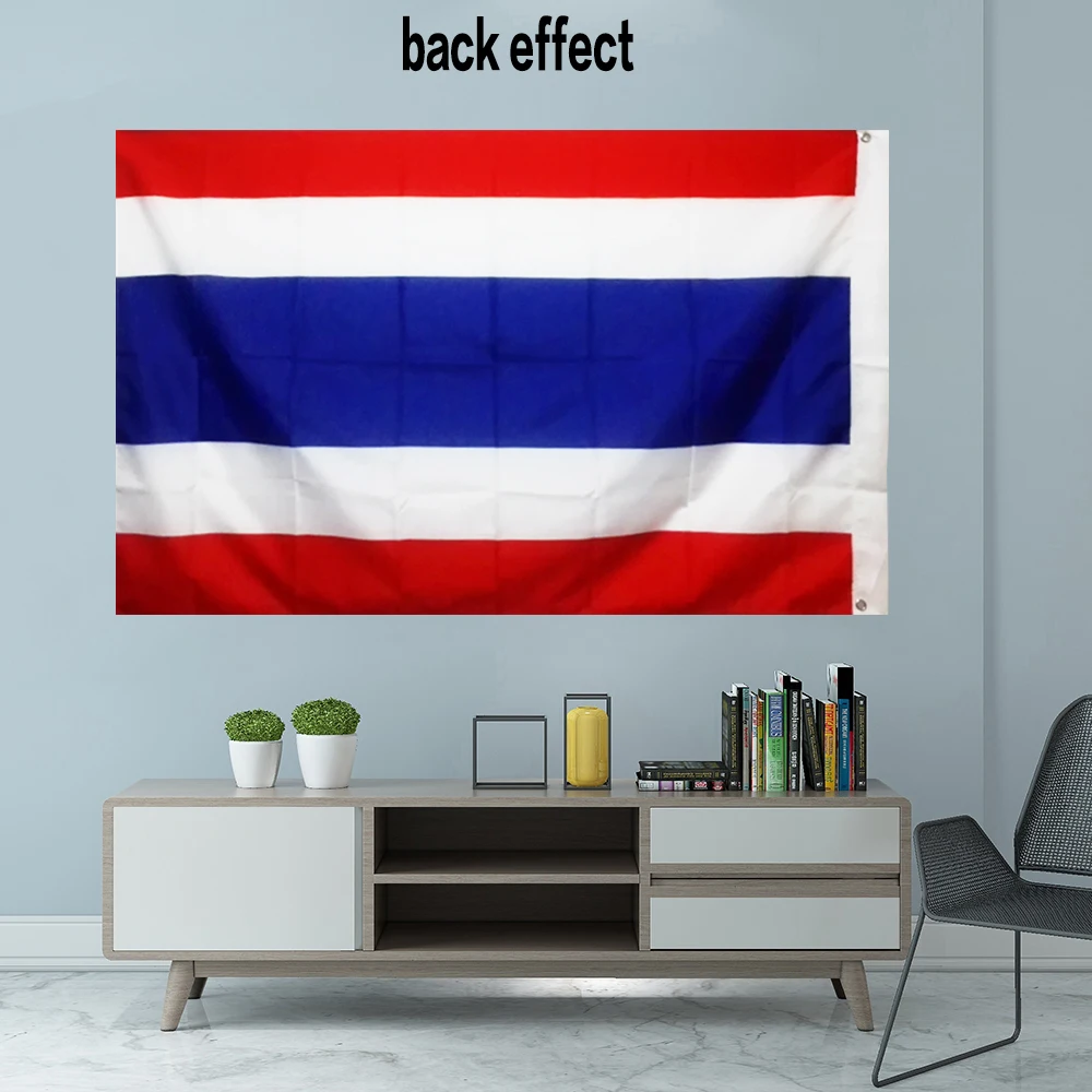 Thailand  Asia National Flag Graphic Custom Printed Hanging Banner Party Outdoor Polyester Shaft Cover Grommets 3X5FT 90X150CM