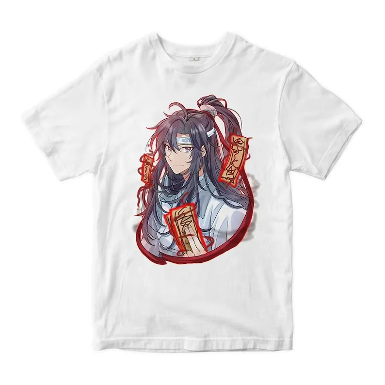 Wei Wuxian Grandmaster of Demonic Cultivation Graphic T-shirt Vintage Washed Anime Merch Harajuku Unisex Cotton Short Sleeve Tee