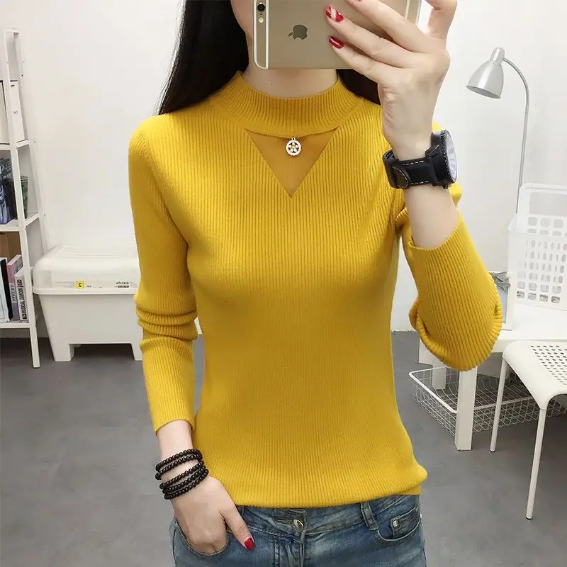 Simplicity Basic Off Shoulder Elegant Pullovers Autumn Winter Long Sleeve Slim Harajuku Sweaters Casual Fashion Women Clothing