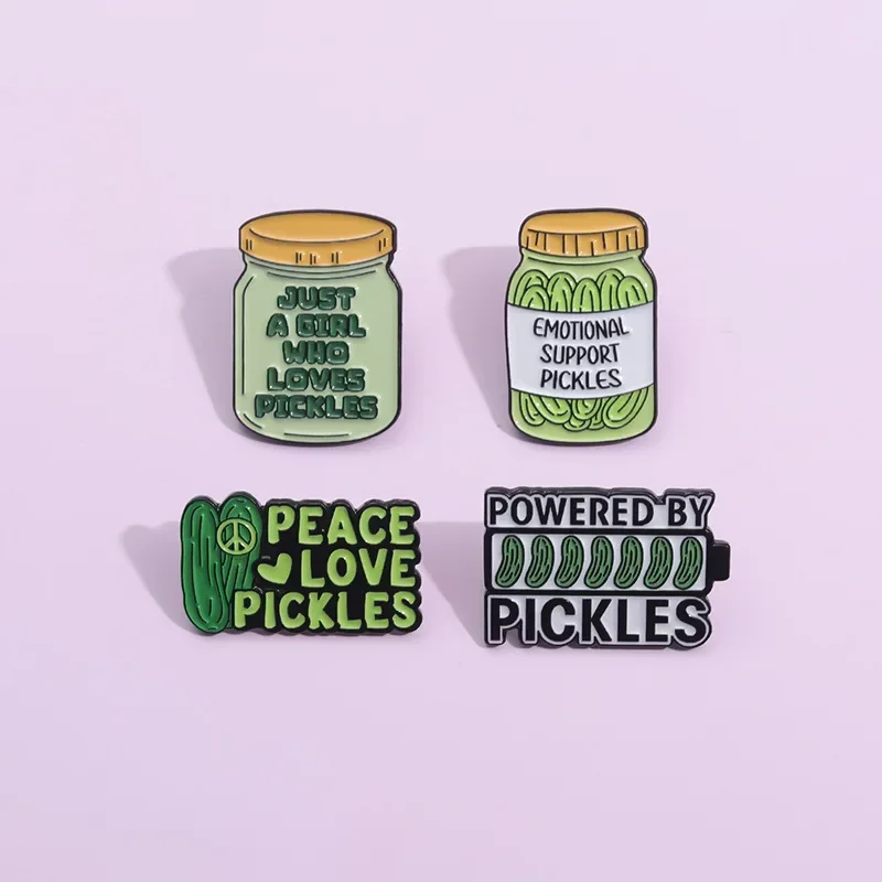 Soporte emocional encurtidos, alfileres esmaltados, broches con citas de pepino, insignia de solapa, decoración divertida, joyería al por mayor, regalo para amigos