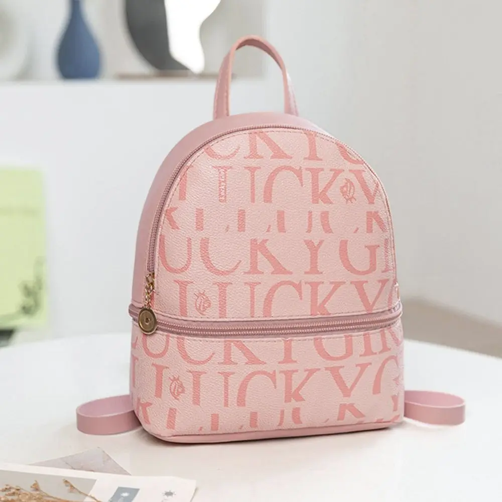 PU Leather Small Backpack Daily Purse Sling Bags For Women Fashion Letter Printed Ladies Back Pack Shoulder Messenger Bag