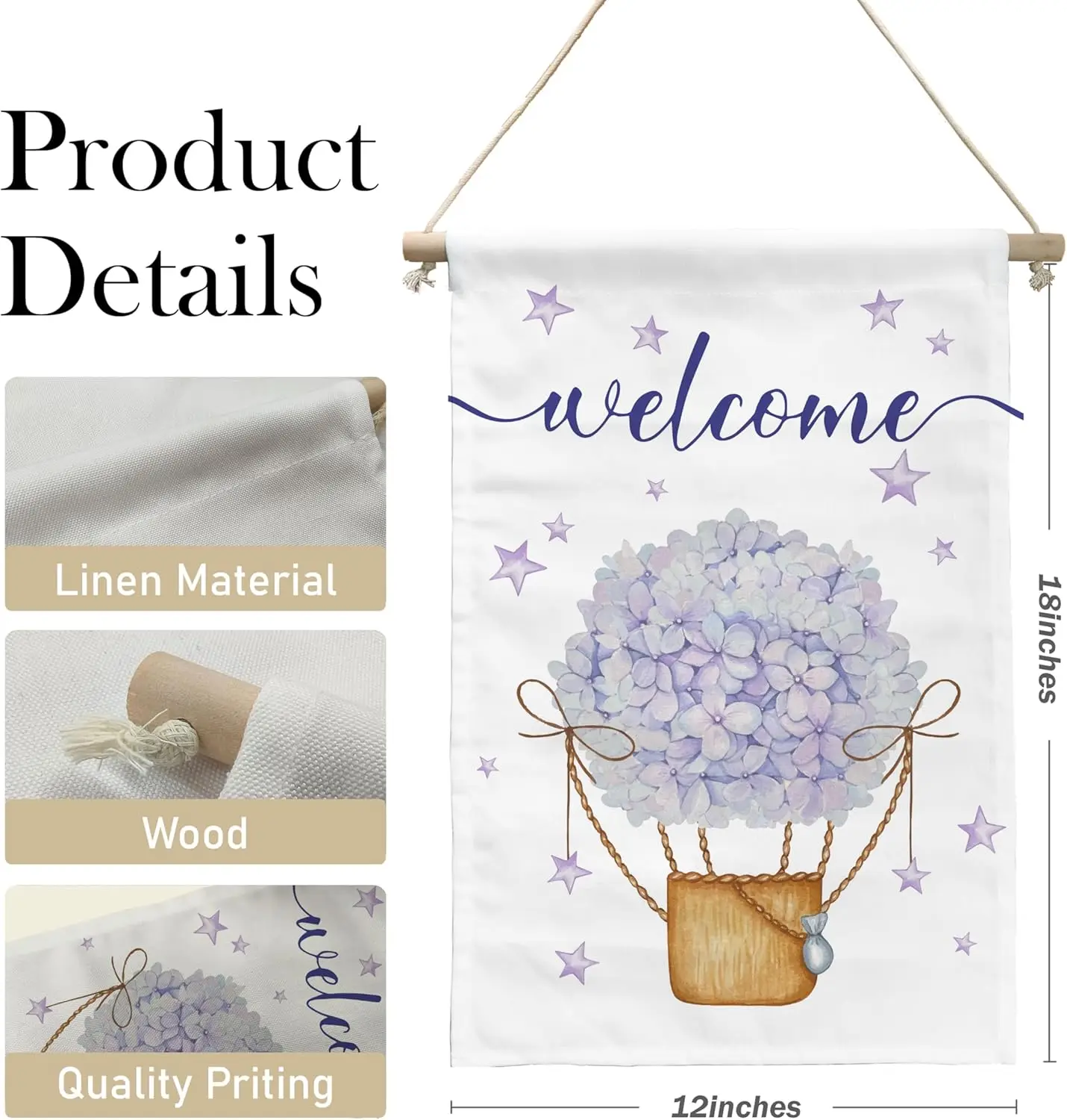 Floral Seasonal Spring Summer Welcome Canvas Hanging Wall Flag,Banner Sign Decor For Outdoor Farmhouse Bedroom Yard 12x18 In zzo