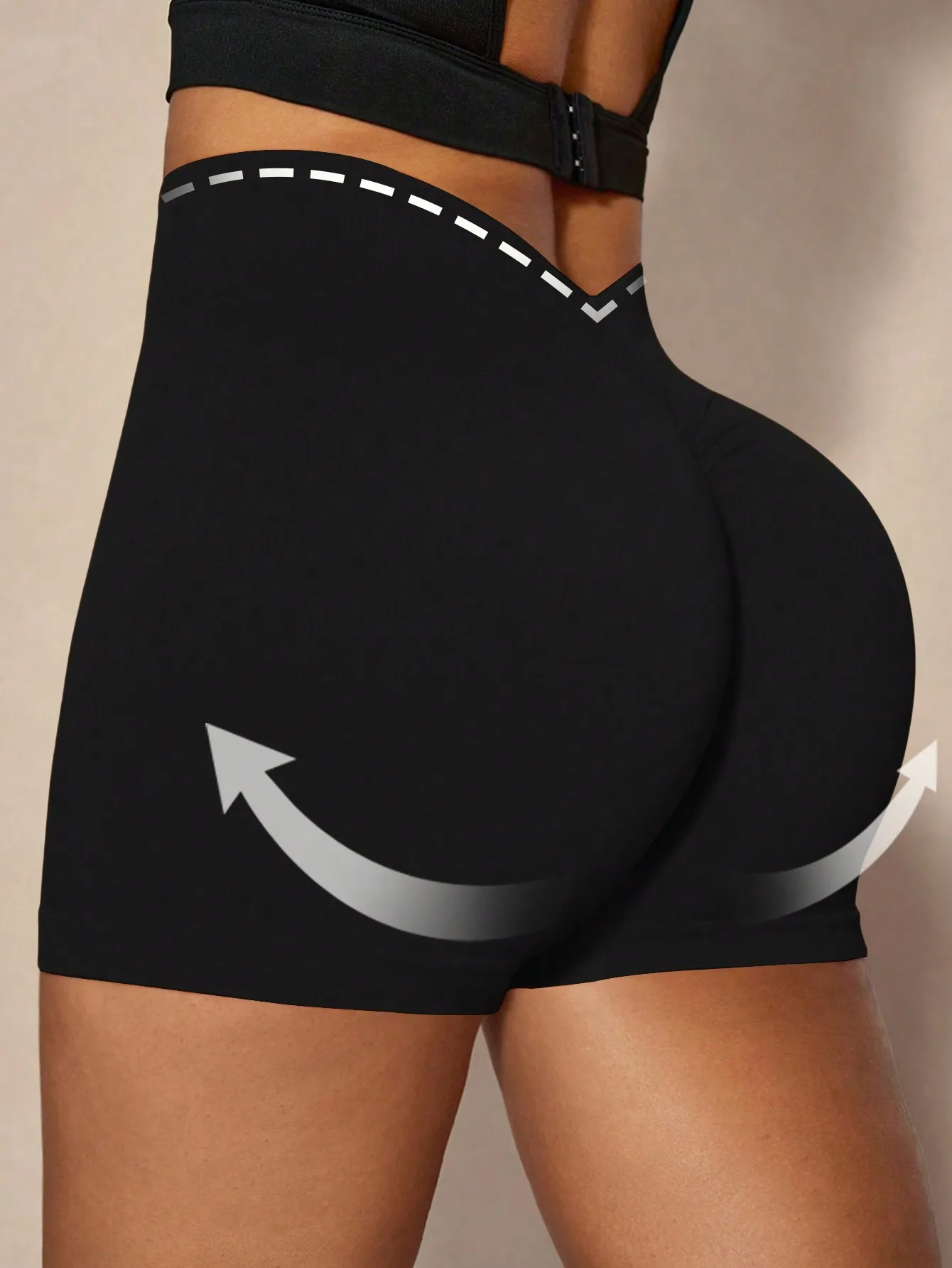 

Gathered Waist Elastic Yoga Shorts Slim Hip Lifting Soft Comfort Shorts For Gym Workout Sports Daily Casual Wear