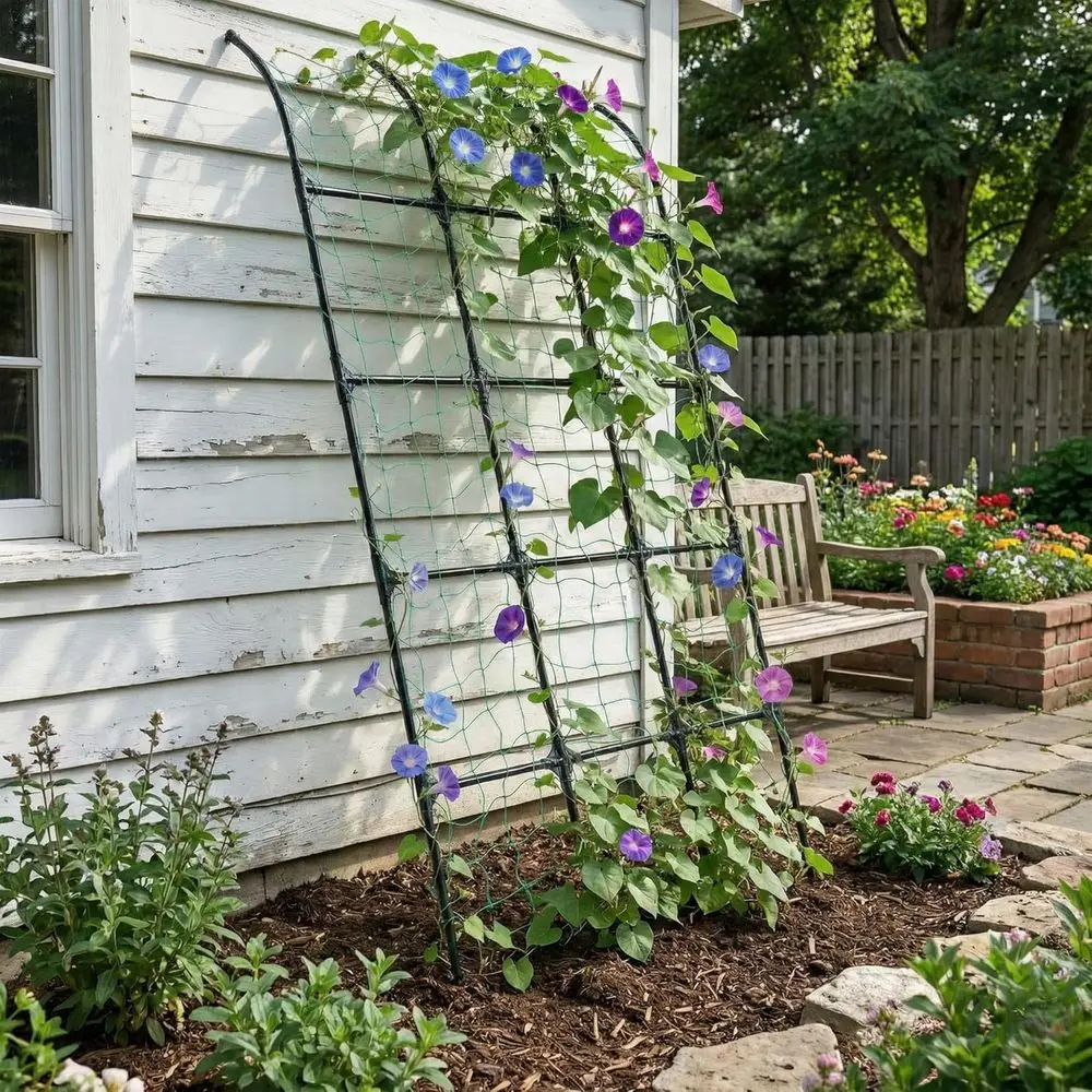 Space-Saving Lean-to Garden Trellis, Rust-Resistant Galvanized Steel for Climbing Plants and Vegetables Support