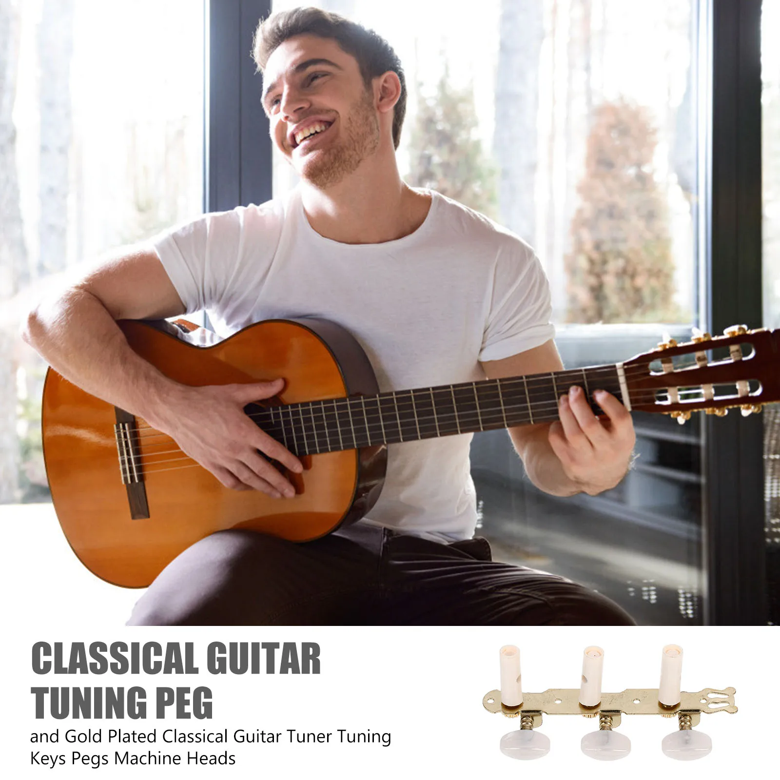 

Classical Tuning Pegs 35mm Durable Hard Acrylic Steel Replacement for 40inch Guitar Beige Buttons Guitar Tuner Keys