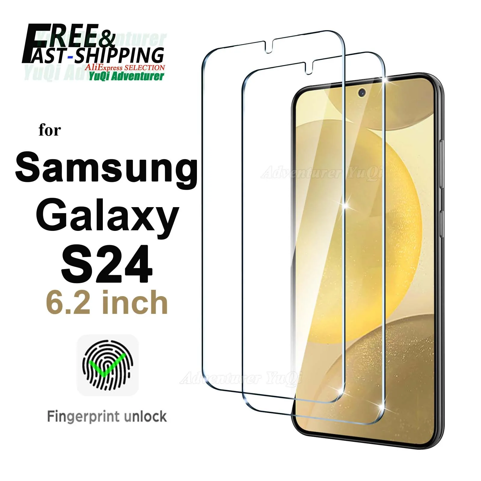 

Screen Protector For Galaxy S24 Samsung 6.2 inch Tempered Glass HD Crystal 9H Anti Scratch Fingerprint Unlock