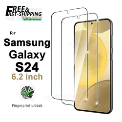 Screen Protector For Galaxy S24 Samsung 6.2 inch Tempered Glass HD Crystal 9H Anti Scratch Fingerprint Unlock