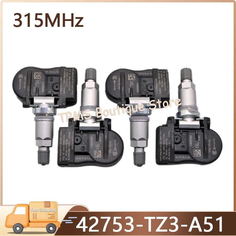 

42753-TZ3-A51 Tire Pressure Monitoring System For Acura MDX ILX RDX TLX 4pcs 315MHz TPMS Sensor