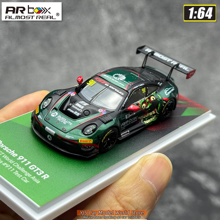 AR BOX Diecast-model, nieuw, schaal 1/64, Porsche 911 GT3 R 2026 GT Challenge Asia Mandalika. # 911 Testauto Automodel Collectie