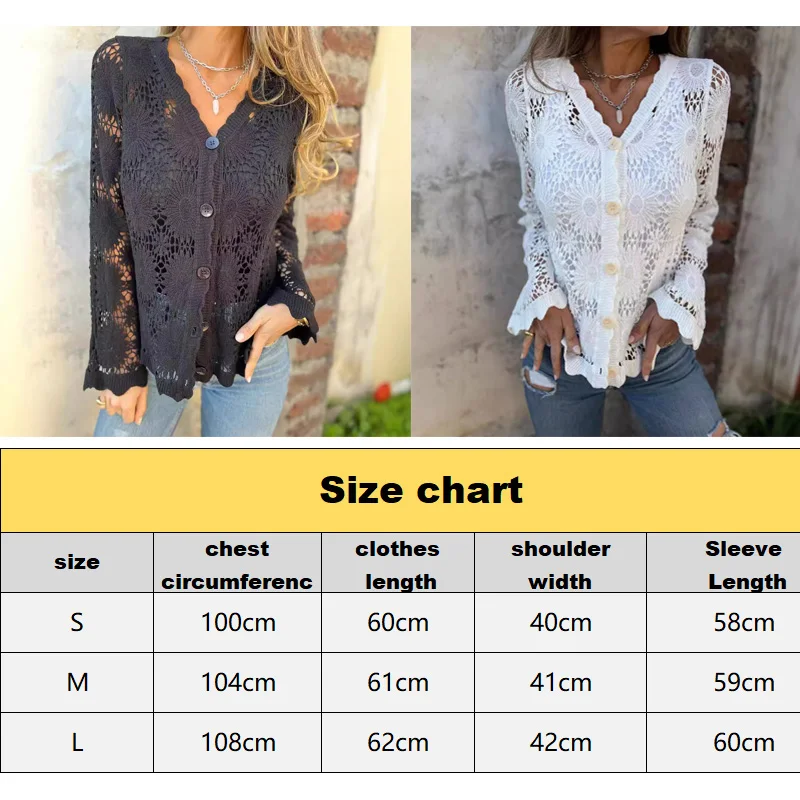 2025 nuevo cárdigan de manga larga para mujer, blusa con ribete de encaje y cuello en V, camisa ajustada con mangas voladoras y temperamento