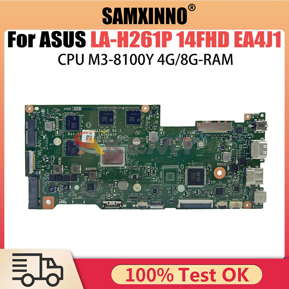 MJ401TA M3-8100Y CPU 4G8G Notebook Mainboard For ASUS ImagineBook MJ401TA 14inch FHD EA4J1 LA-H261P Laptop Motherboard