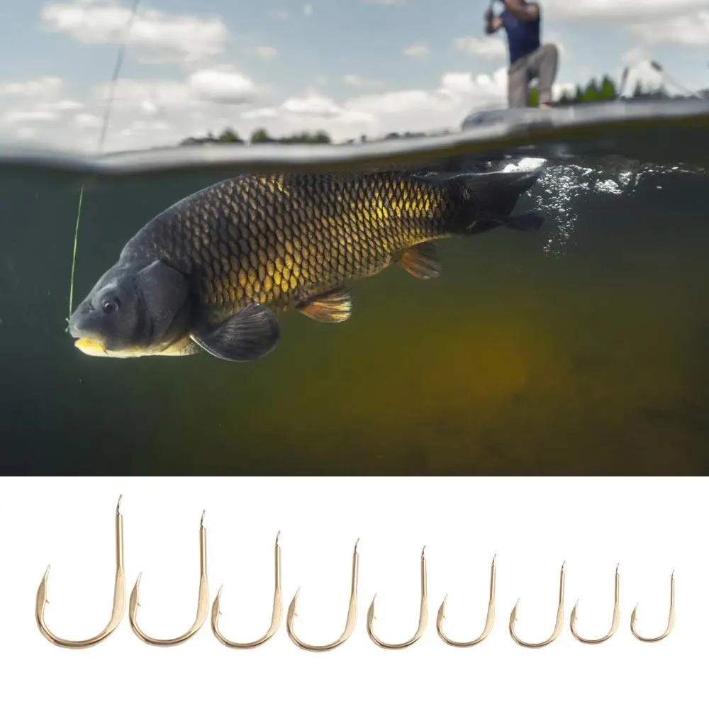 

20Pcs/Pack High Carbon Steel Golden Fishing Hooks Barbed Single Barbed Hook Flat Golden Gold Fish Hooks Saltwater/Sea Fishing