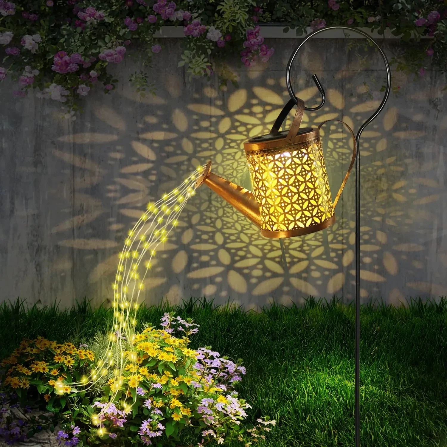 Outdoor Solar Hanging Kettle Warm Light Waterproof  Villa Yard Decoration Solar Angel Lamp Fairy Lights Vintage Metal Garden