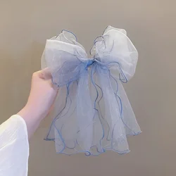 DegradPrincess-Pince à cheveux en organza à grand nœud pour femmes et filles, épingles à cheveux en cordon de ruban de dentelle coréenne, vagues bouclées, accessoires pour cheveux doux