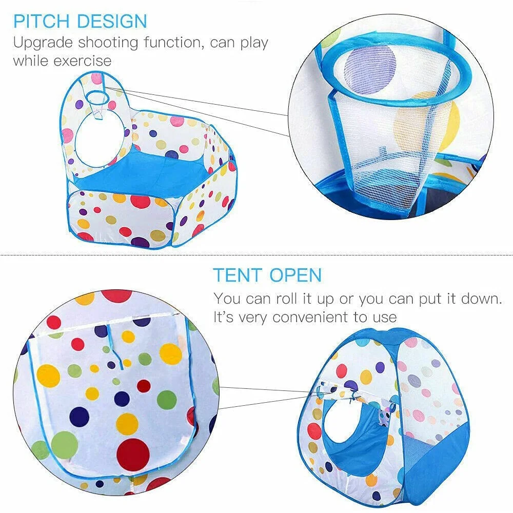 Tienda de juegos Pro 3 en 1 para niños con túnel de juego con piscina de bolas, tienda para niños para interiores o exteriores, el mejor regalo para niños