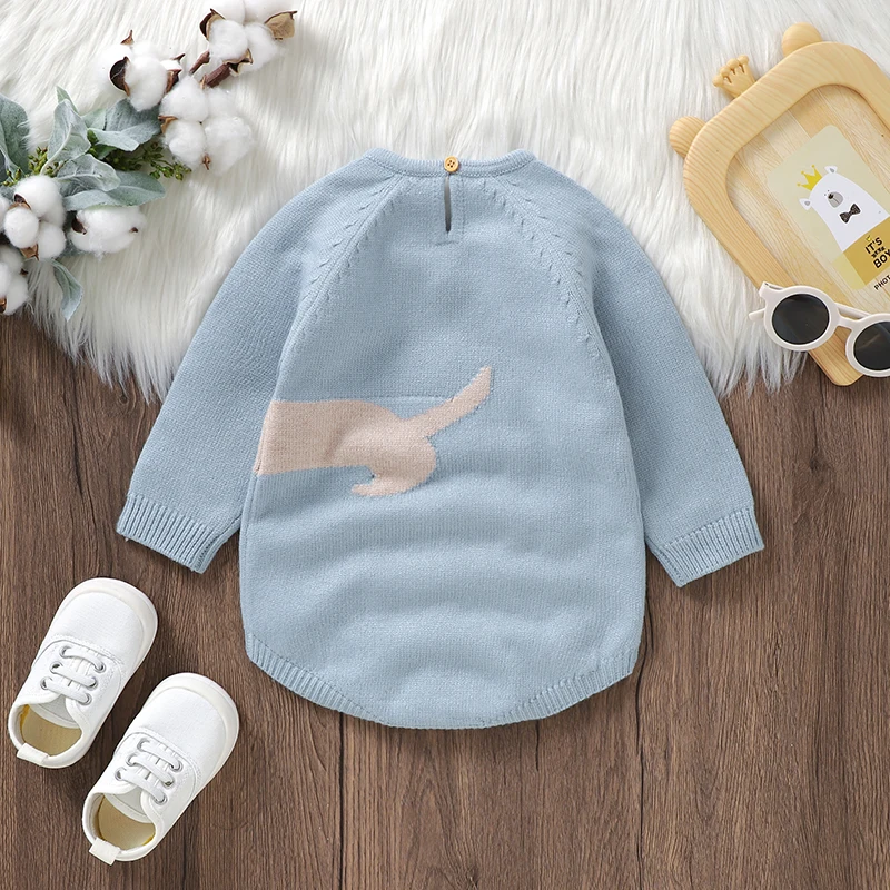 Baby Bodysuits Knitted Newborn Girl Boy Jumpsuit Long Sleeve Romper Fall Infant Kid Clothes Cute Cartoon Dog Overalls 0-18M Tops