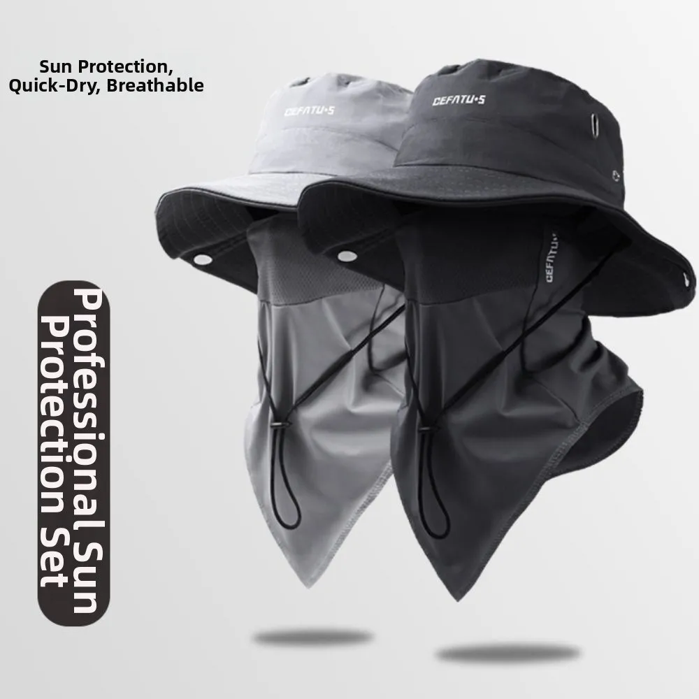 New Sun-Protective Fisherman's Face Covering Breathable Adjustable Fisherman Hat with Detachable Face Mask Unisex