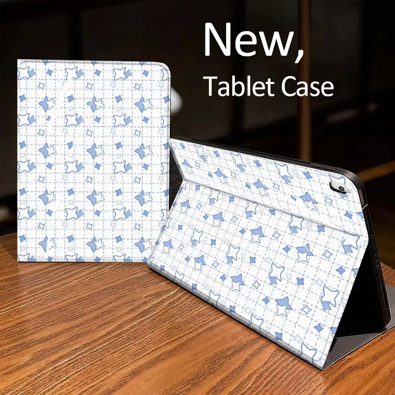 

Cartoon Blue Star Pattern For iPad Pro mini Air 1 2 4 3 5 6 7 8gen 9gen 11 M2 M3 M4 6th 7th 10th 11th Gen 2025 Tablet Case