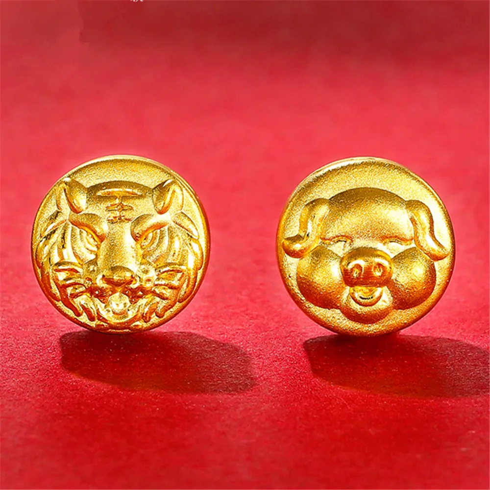 

Pure 999 24K Yellow Gold Men Women 3D Lucky Pig Tiger Pendant 1-1.2g