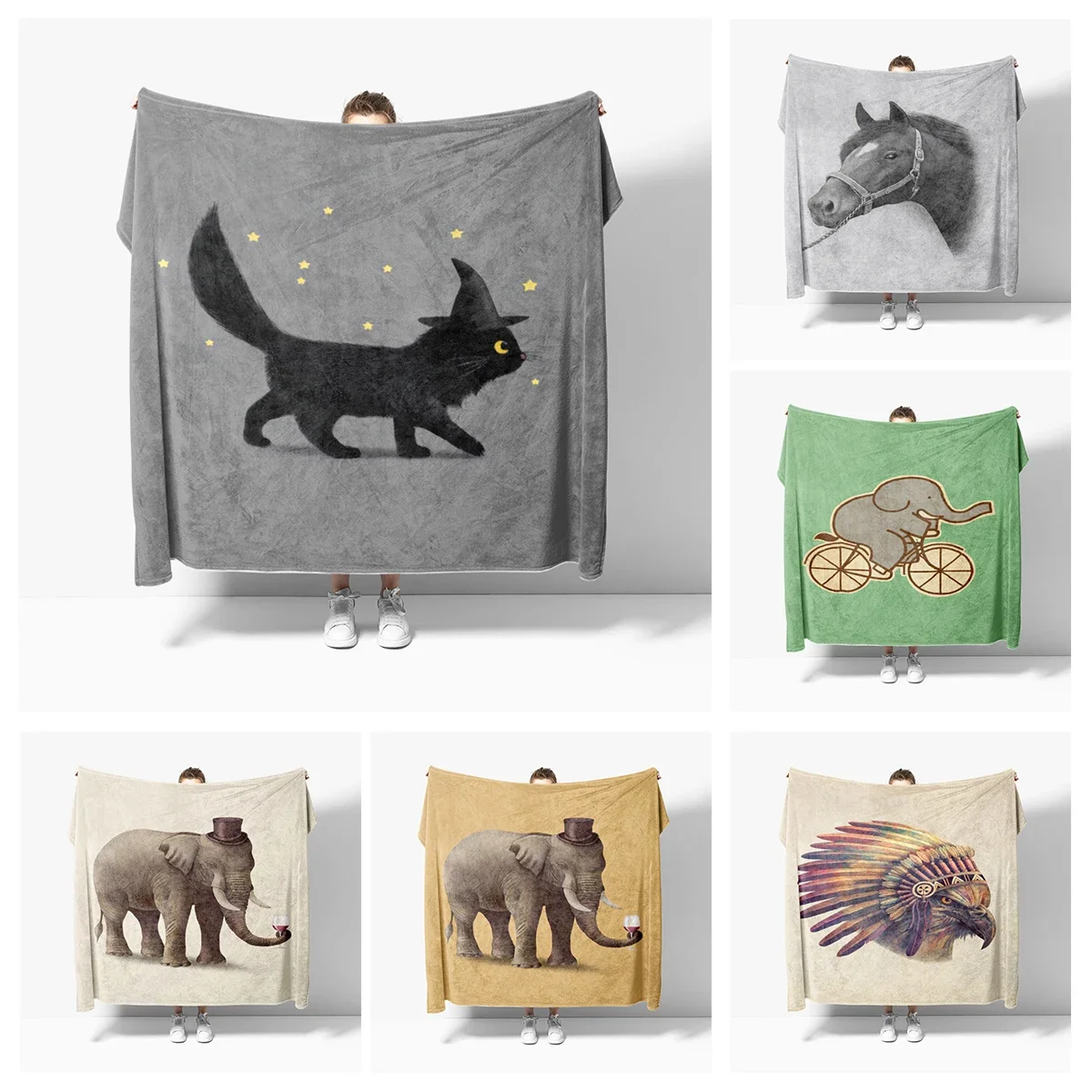 

Home decoration plush Sofa blanket Cats and Elephants Bedspread on the bed fluffy soft blankets thick blanket for winte