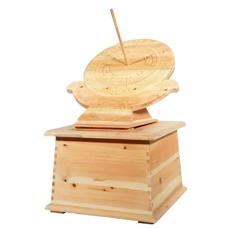 Solid wood sundial Antique sundial Student teaching aids Exhibition teaching aids in Sinology Museum