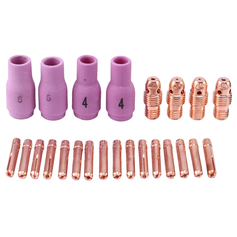 A98E-24Pcs Argon TIG Welding Torch Consumable TIG Tungsten Electrode Collet Alumina Nozzle For WP9 WP9V WP9FV TIG Torch