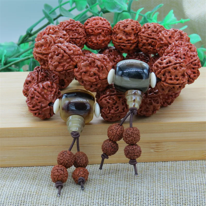 Factory direct sales Nepal Rudraksha Bracelet Ox Bone Beeswax Five Faces Bodhi Seed Beads Bracelet Wholesale