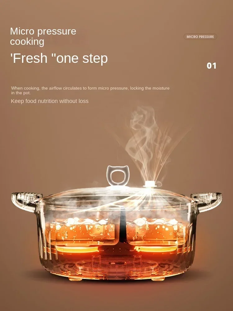 220V Modong Electric Hot Pot, Yin-Yang 2-Flavor, Multifunctional Cooker with Large Capacity for Family Use A