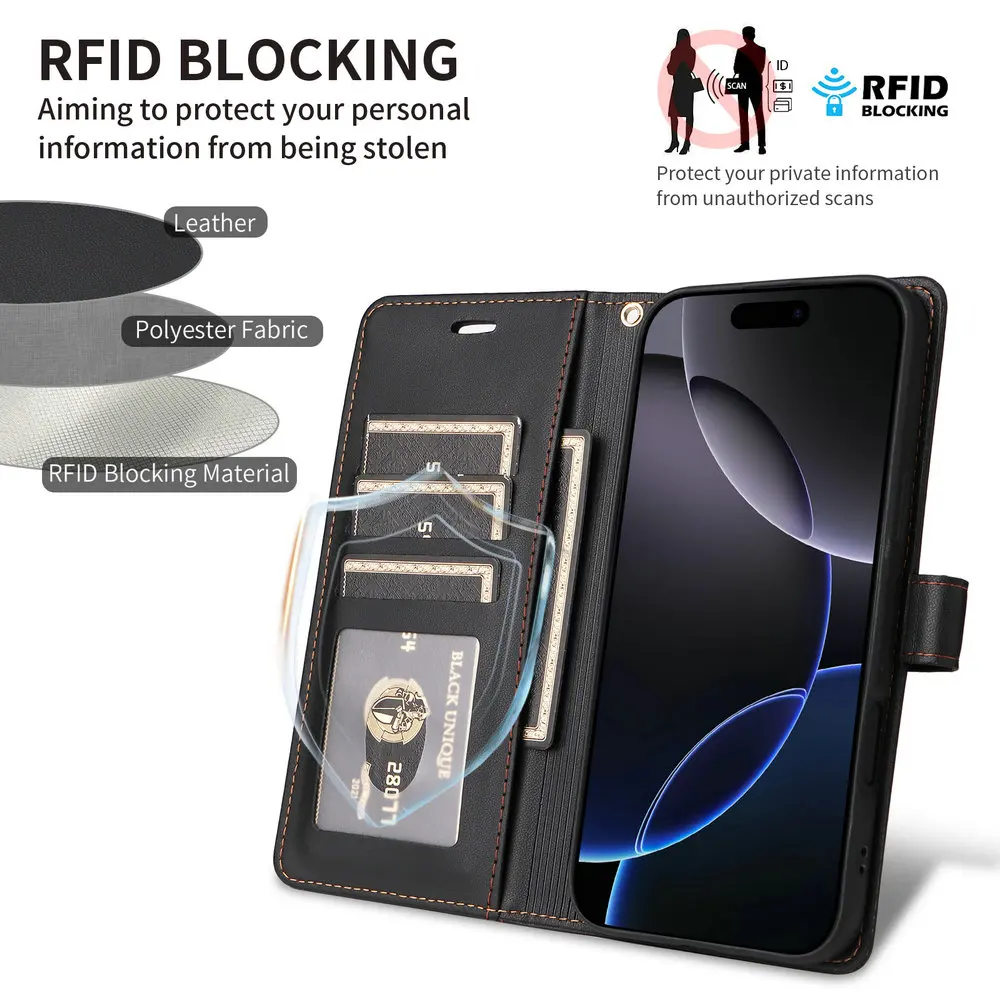 For IPhone 17 Air 16E Card Leather Wallet Case for IPhone 16 15 14 Plus 13 12 11 17 Pro Max IPhone17 Pro Luxury Shockproof Cover