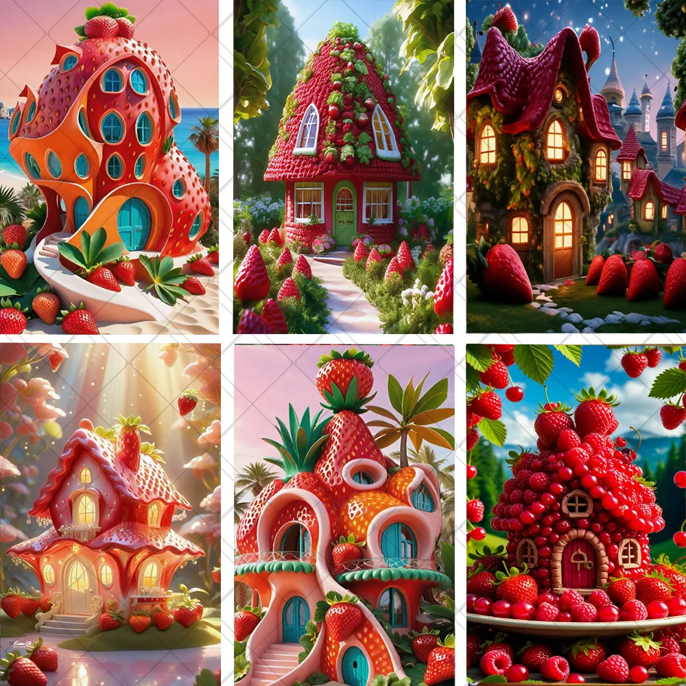 

Red Strawberry House Sweet Girl Birthday Background Supplies Baby Shower Supplies Banner Backdrop Photo Party Decor Banner Gifts