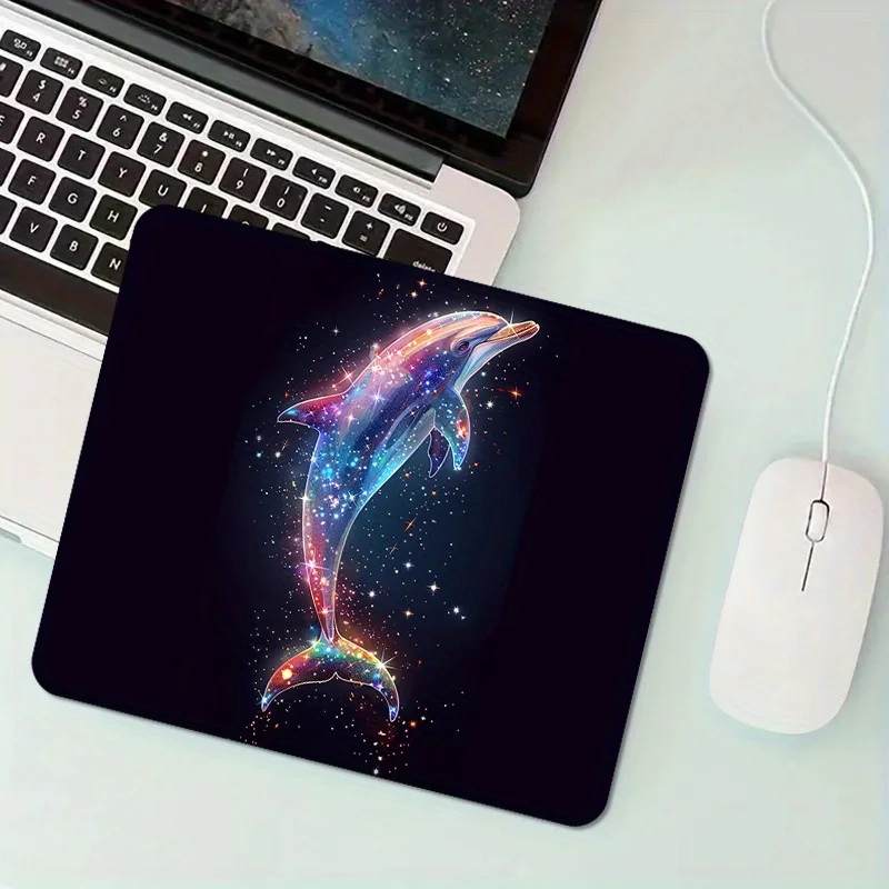 The rubber material of the glowing dolphin pattern design mouse pad is suitable for home and gamer high-definition printing