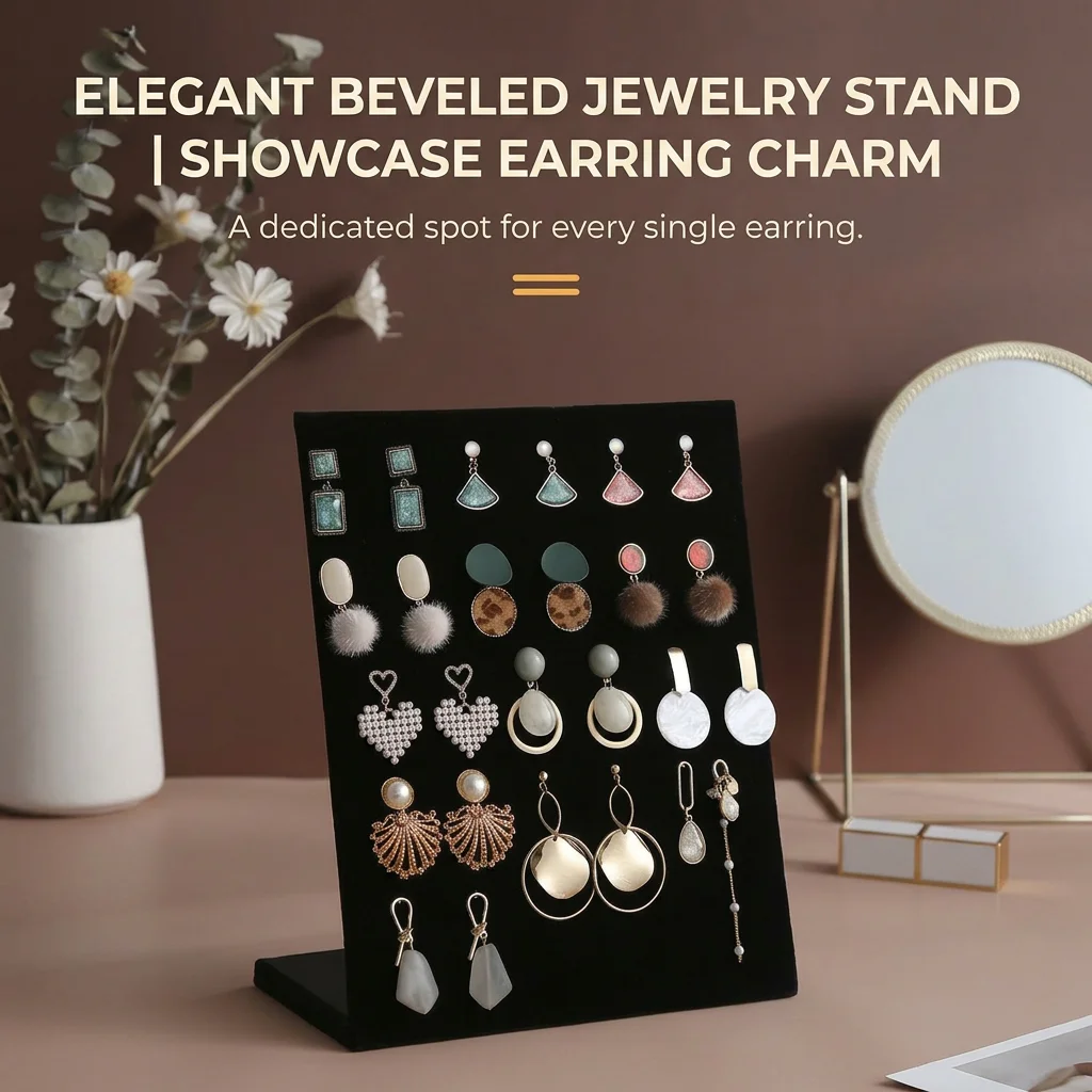 

Jewelry Storage Organizer L-Shaped Earring Display Rack L-Shaped Jewelry Holder Beveled Necklace Holder Stand For Personal Use