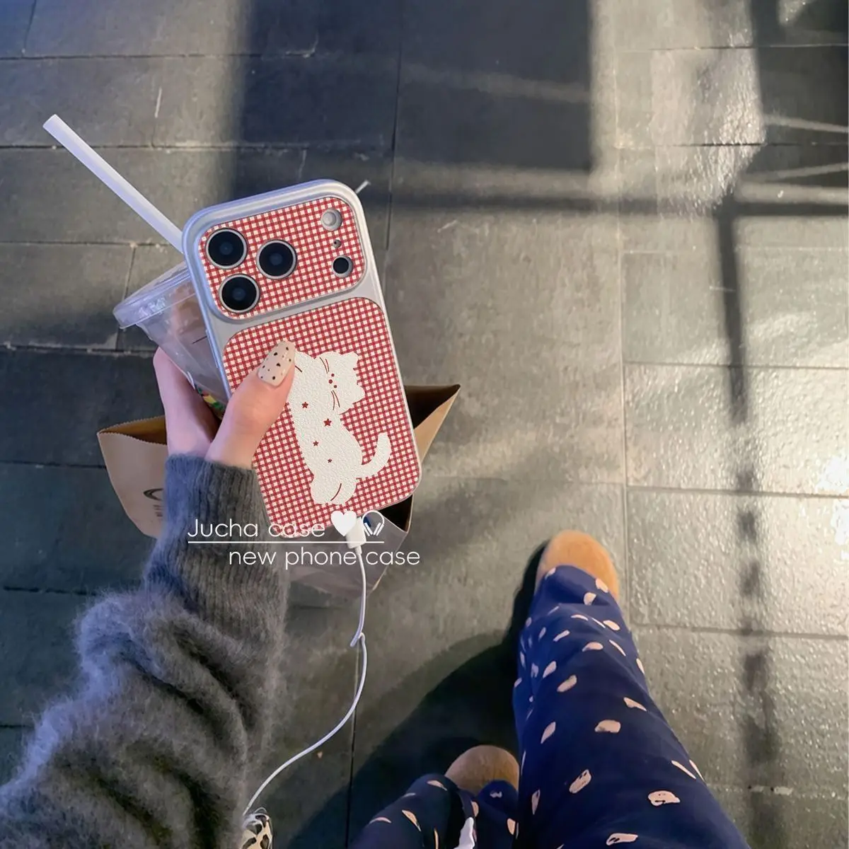 Trendy INS Cute Plaid Puppy Kitten Couple Leather Phone Case For iPhone 17 16 E 15 14 13 Pro Max Plus Shockproof Anti Fall Cover