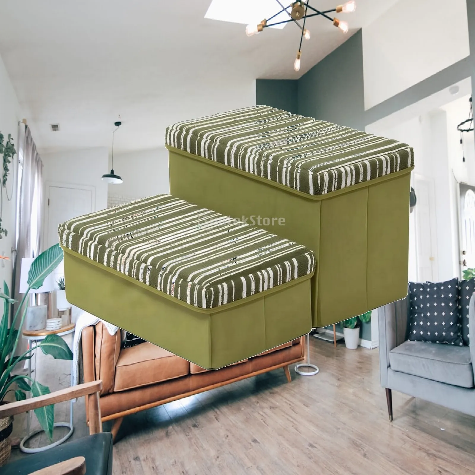 Foldable Pet Staircase Stable 2-Step Dog Stairs Steps Space-Saving Sturdy for Medium Dogs, Sofa, Bedside