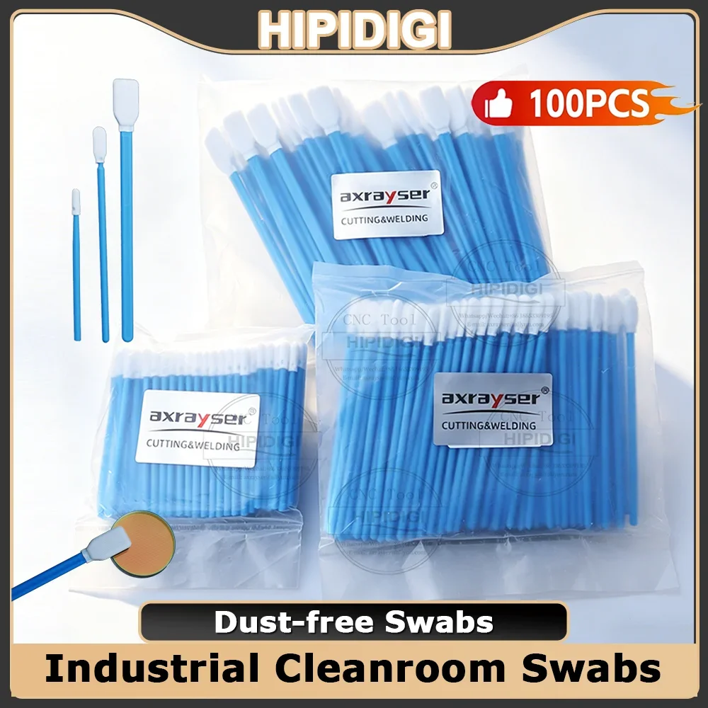 100pcs Industry Cotton Swab Dust Off Fiber Lens Cleaning Tools Anti-static for Cleaning Laser Lens Protective Windows Head Part