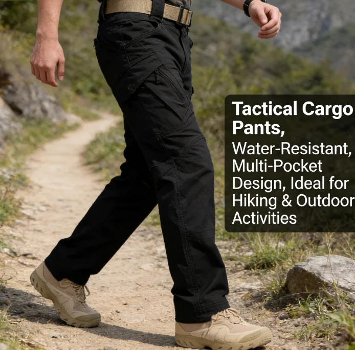 

Men's Outdoor Multi-Pocket Travel Wear-Resistant Cargo Pants Loose Waterproof Fishing Hiking Trousers
