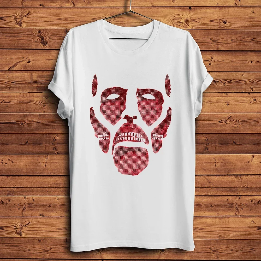 Colossal Titan Face Funny Anime t shirt Men Homme White Short Sleeve Casual Tshirt Unisex AOT Manga Streetwear Tee