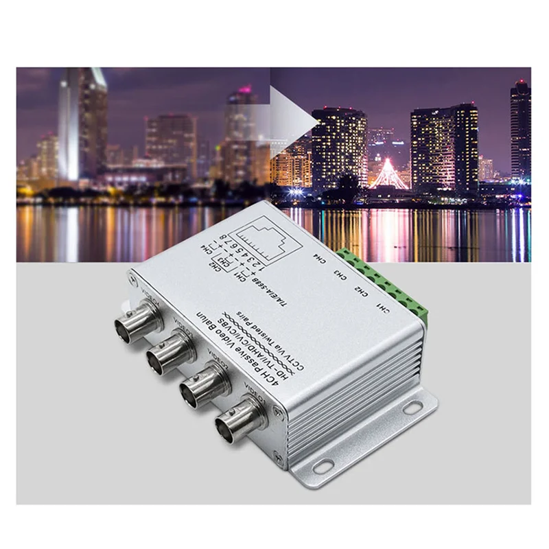 2X Balun فيديو سلبي لكاميرات TVI CVI CCTV عبر أزواج ملتوية UTP Video Balun 4CH جهاز إرسال واستقبال BNC إلى UTP RJ45(4CH)