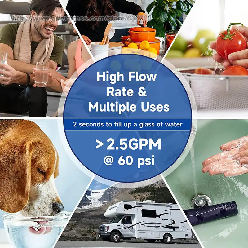 نظام تصفية المياه تحت الحوض، يقلل من الرصاص والكلور والطعم الكريه والرائحة الكريهة، فلتر مياه توصيل مباشر، جالون 5K-10K