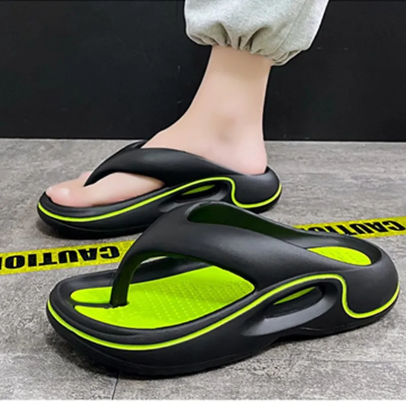 2024 Summer Slippers Men Flip Flops Thick Soled EVA Soft Slides For Men Non-Slip Fashion Sandals Outdoor Beach Summer Shoes