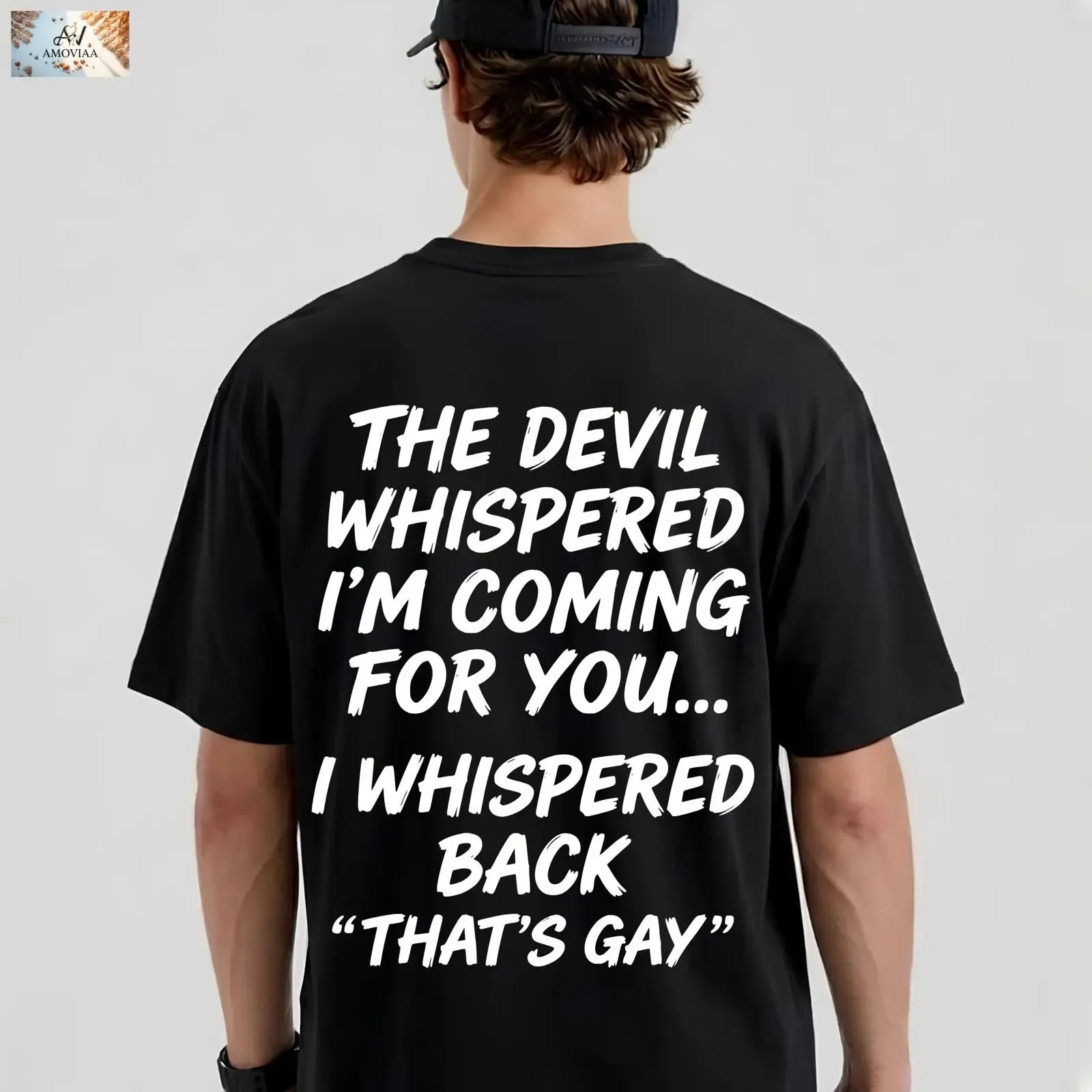 The Devil Whispered I'm Coming for You I Back T Shirt Motivational Quote Inspirational  vintage Washed Soft Slightly homme