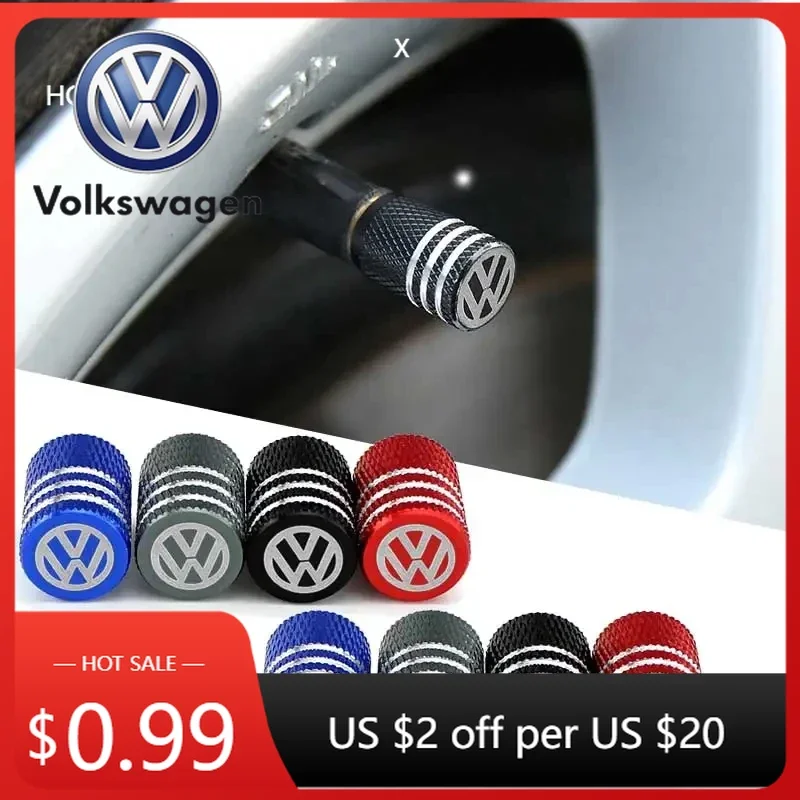 Tapas de Válvula de Neumático para Coche VOLKSWAGEN 2026, 4 Piezas, para Volkswagen Rline Golf GTI Bora Passat Jetta Beetle T